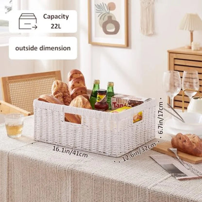 Paper Rope Shelf Baskets with Built-in Handles