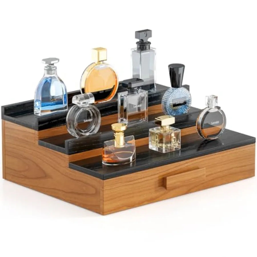 Solid Walnut Cologne Organizer Display Shelf