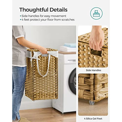Rattan Clothes Laundry Basket with Lid and Handles