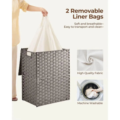 Laundry Hamper with 2 Removable Liner Bags