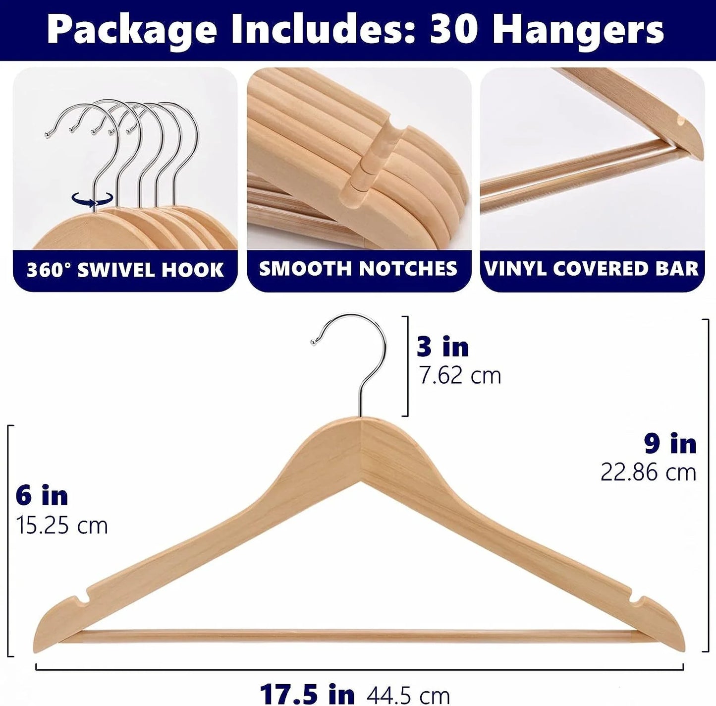 Wooden Suit Hangers Premium Natural Finish Home