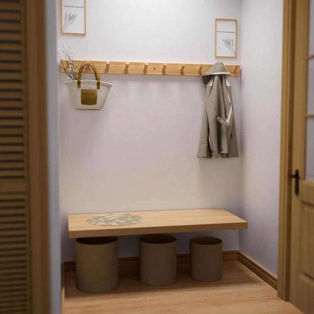 Natural Bamboo Wall-Mounted Coat Rack