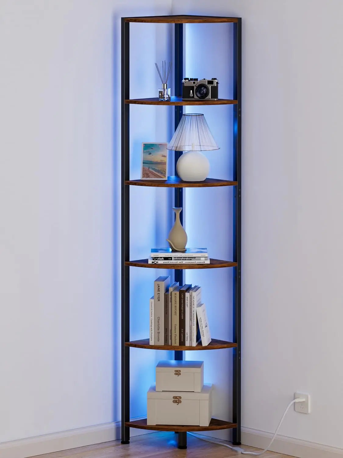 6 Tier Corner Shelf with LED Light