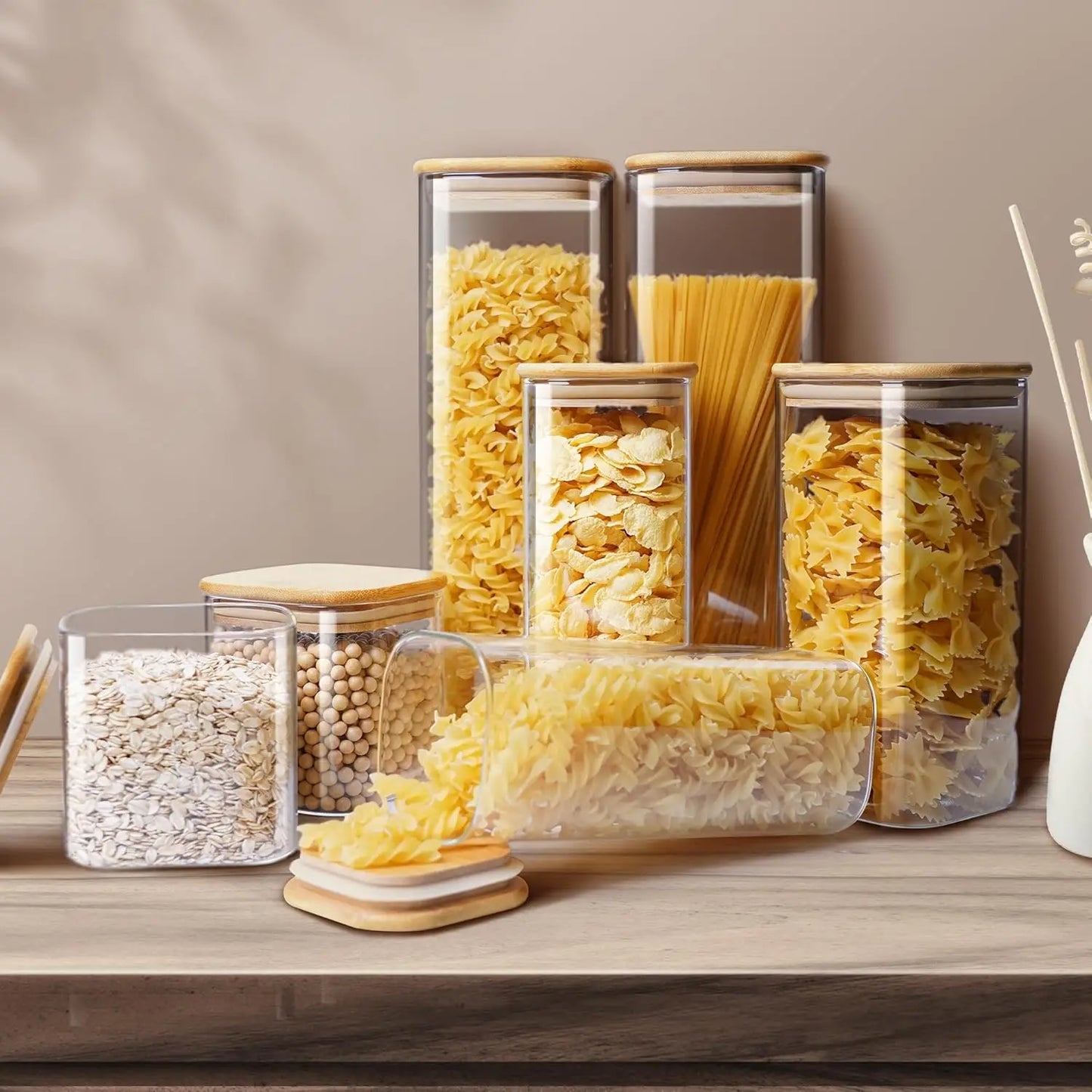 12-Pack Square Glass Jars Storage Container