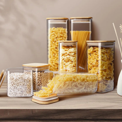 12-Pack Square Glass Jars Storage Container