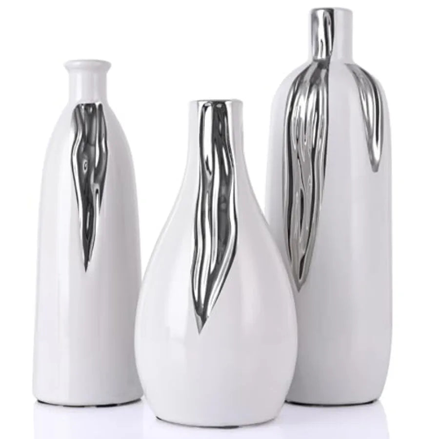 Ceramic Vase 3 Pcs Set Gold and Black