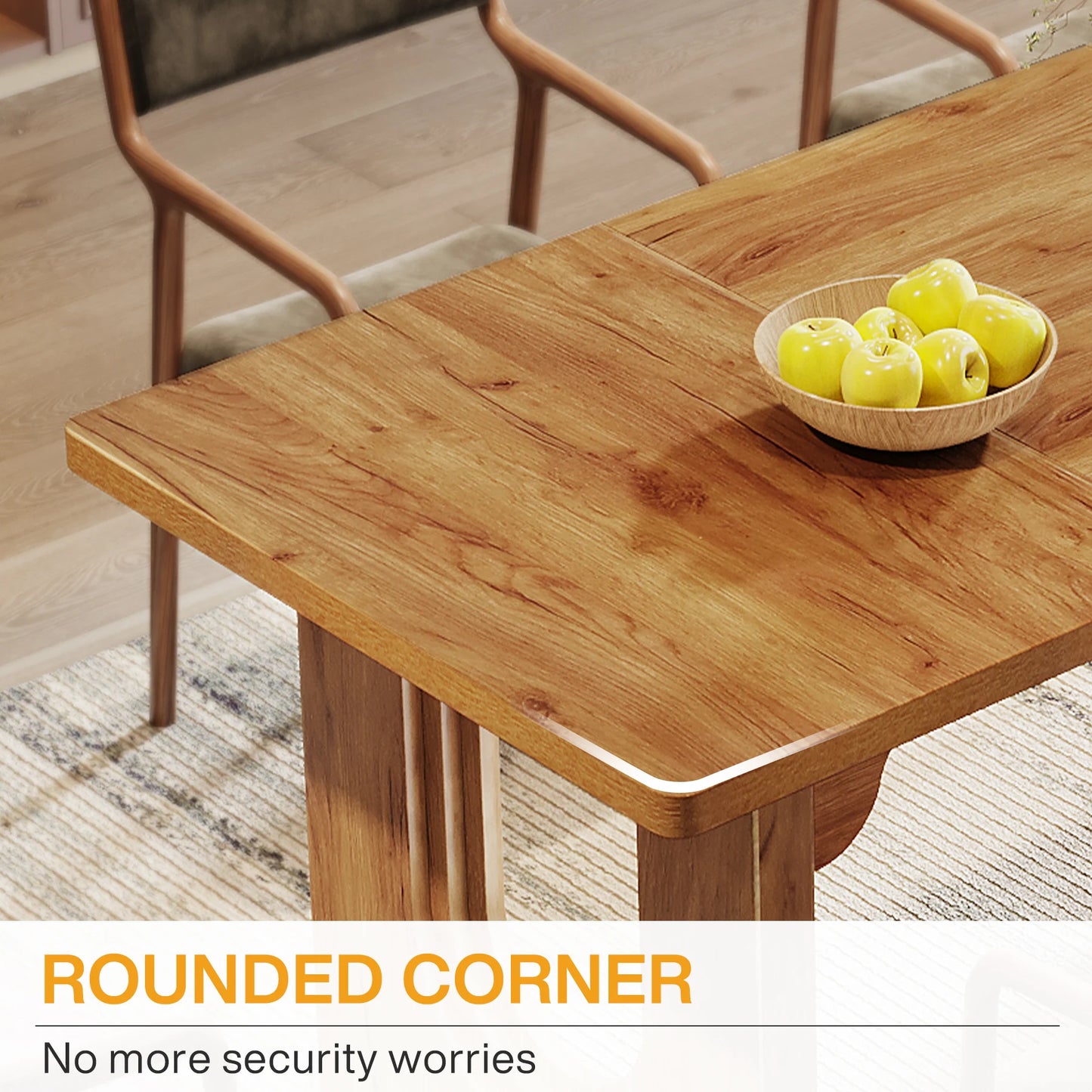 Modern Dining Table with Wood Pedestal Base,
