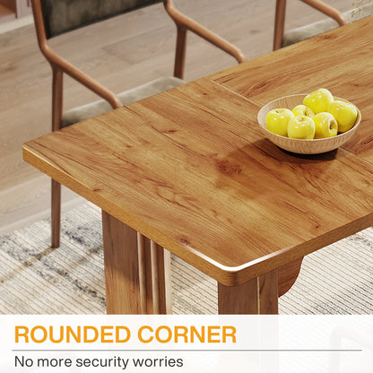 Modern Dining Table with Wood Pedestal Base,
