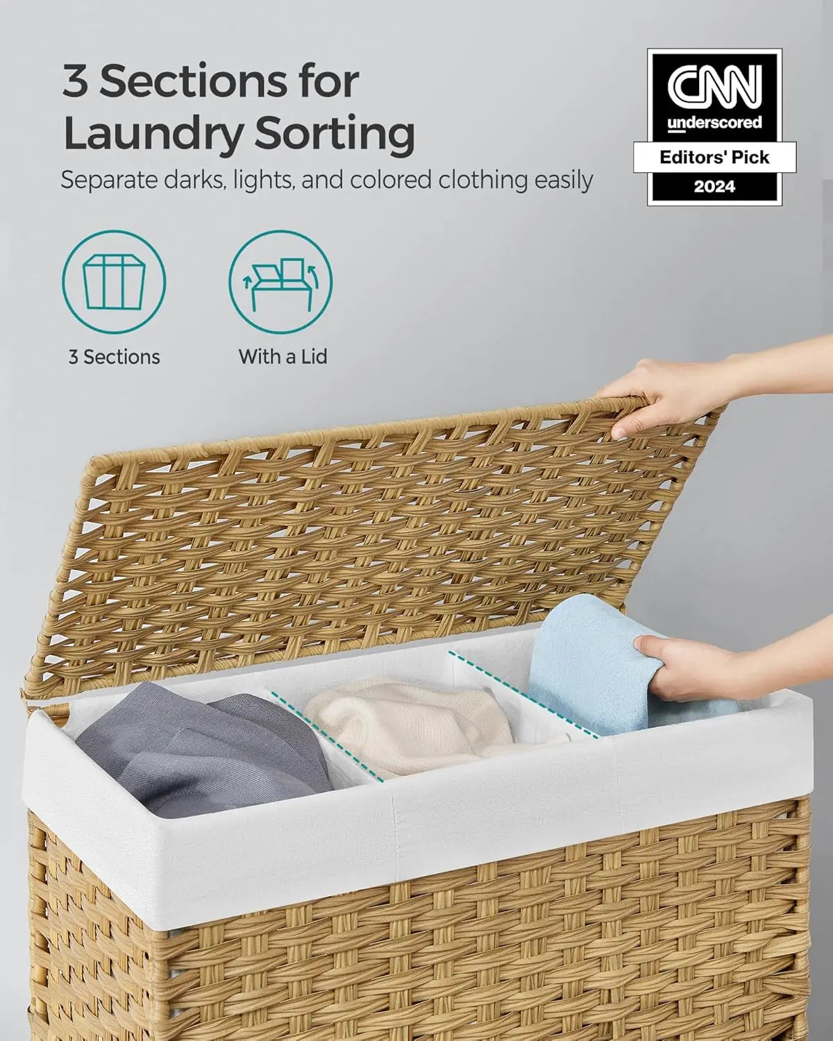 37-Gallon Rolling Laundry Basket with Lid