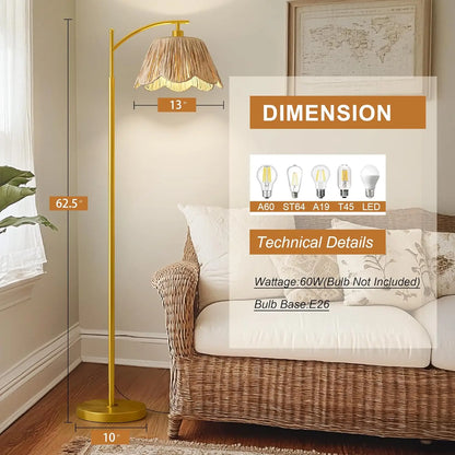 Rattan Floor Lamp with Hand-Woven Shade