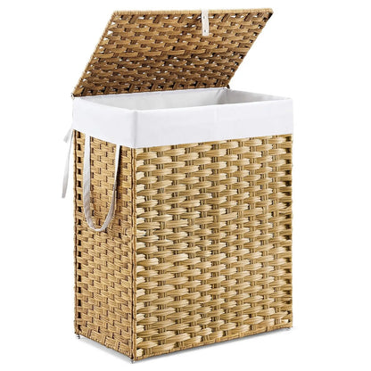 Dual Handles Rattan Laundry Hamper 110L Capacity