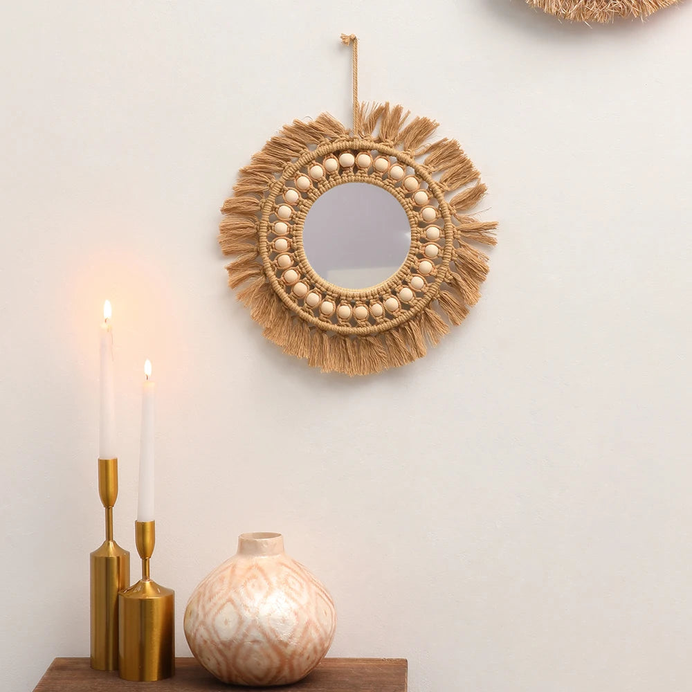 Hand Woven Decorative Wall Hanging Mirror
