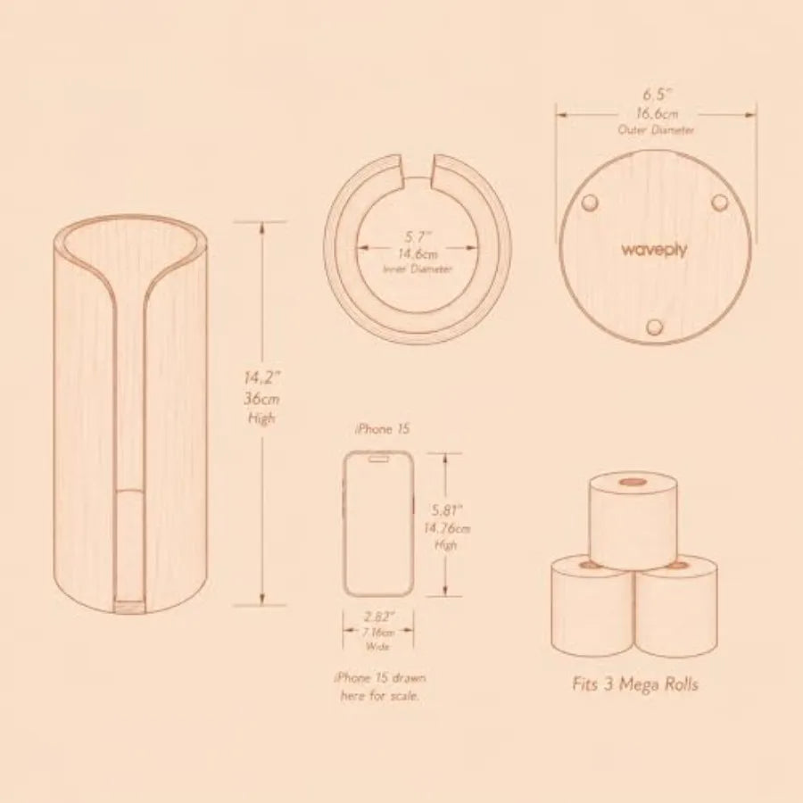 Plywood Free Standing Toilet Paper Holder