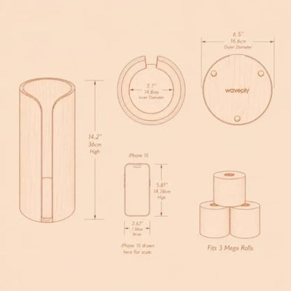 Plywood Free Standing Toilet Paper Holder