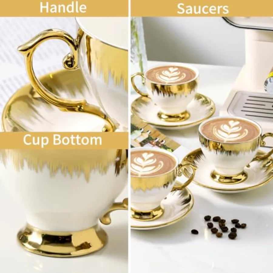 Ceramic Turkish Coffee Cup With Gold Trim