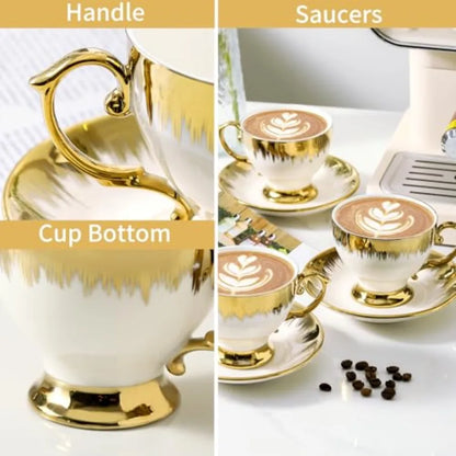 Ceramic Turkish Coffee Cup With Gold Trim