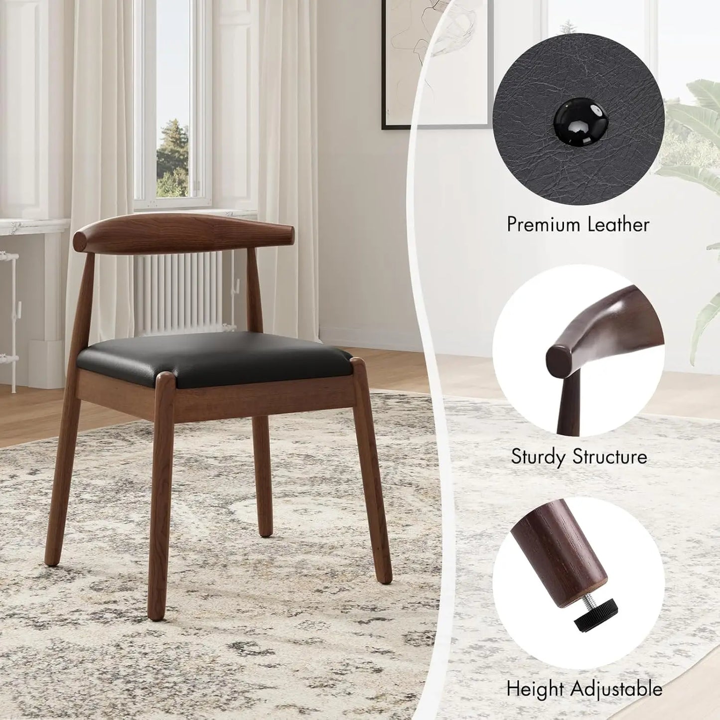 Dining Chairs Set of 2 with Solid Wood Legs