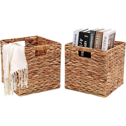 Set of 2 Collapsible Cube Wicker Storage Baskets
