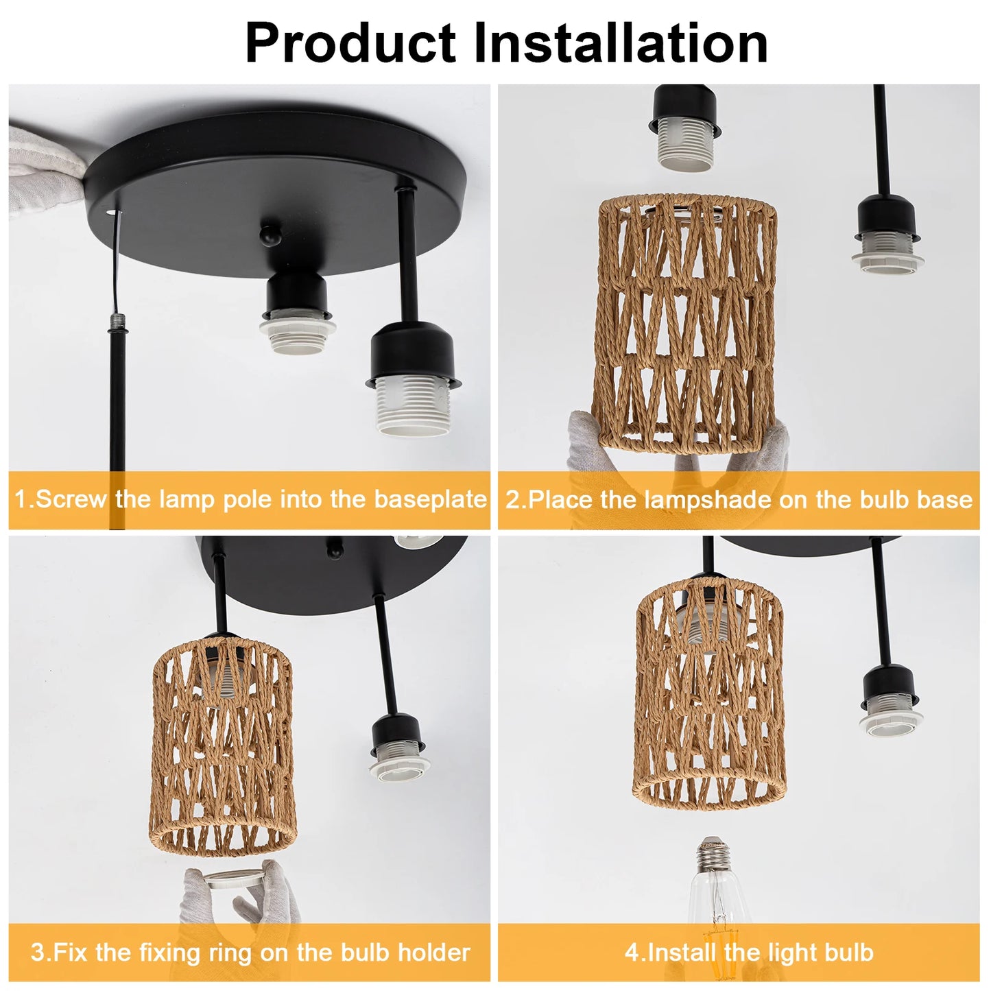 3-Lights Boho Light Fixtures Ceiling Mount