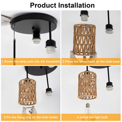 3-Lights Boho Light Fixtures Ceiling Mount