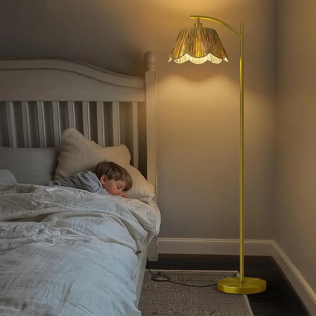 Rattan Floor Lamp with Hand-Woven Shade