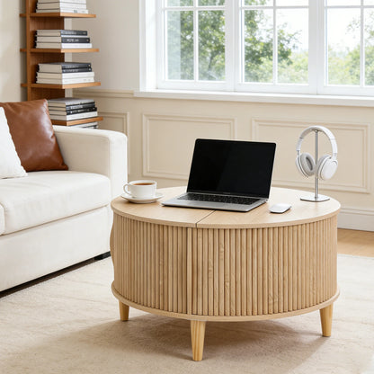 31IN Round Coffee Table with Flip-Top Storage