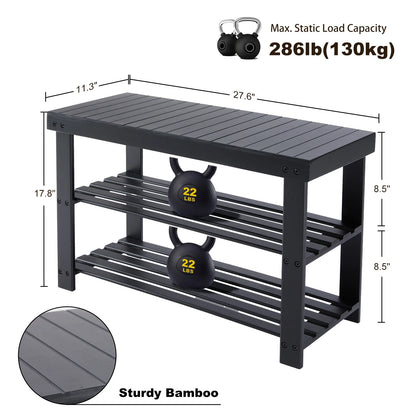 3-Tier Bamboo Shoe Rack Bench