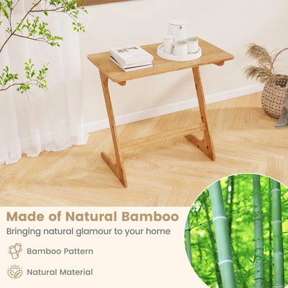 Bamboo TV Tray Table Z Shaped