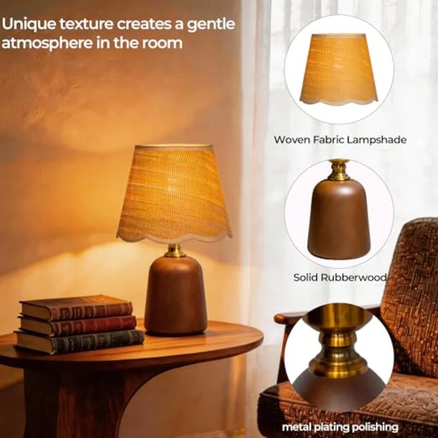 11.4" Walnut Style Small Table Lamp
