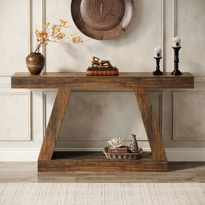 55-Inch Rustic Console Sofa Table with Storage