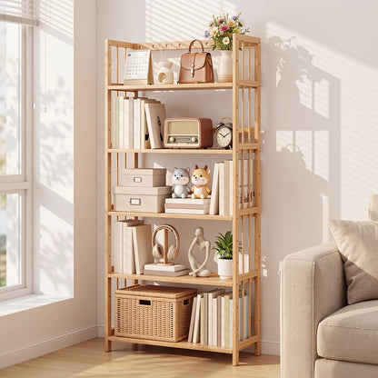 Bamboo Bookshelf with Adjustable Shelves