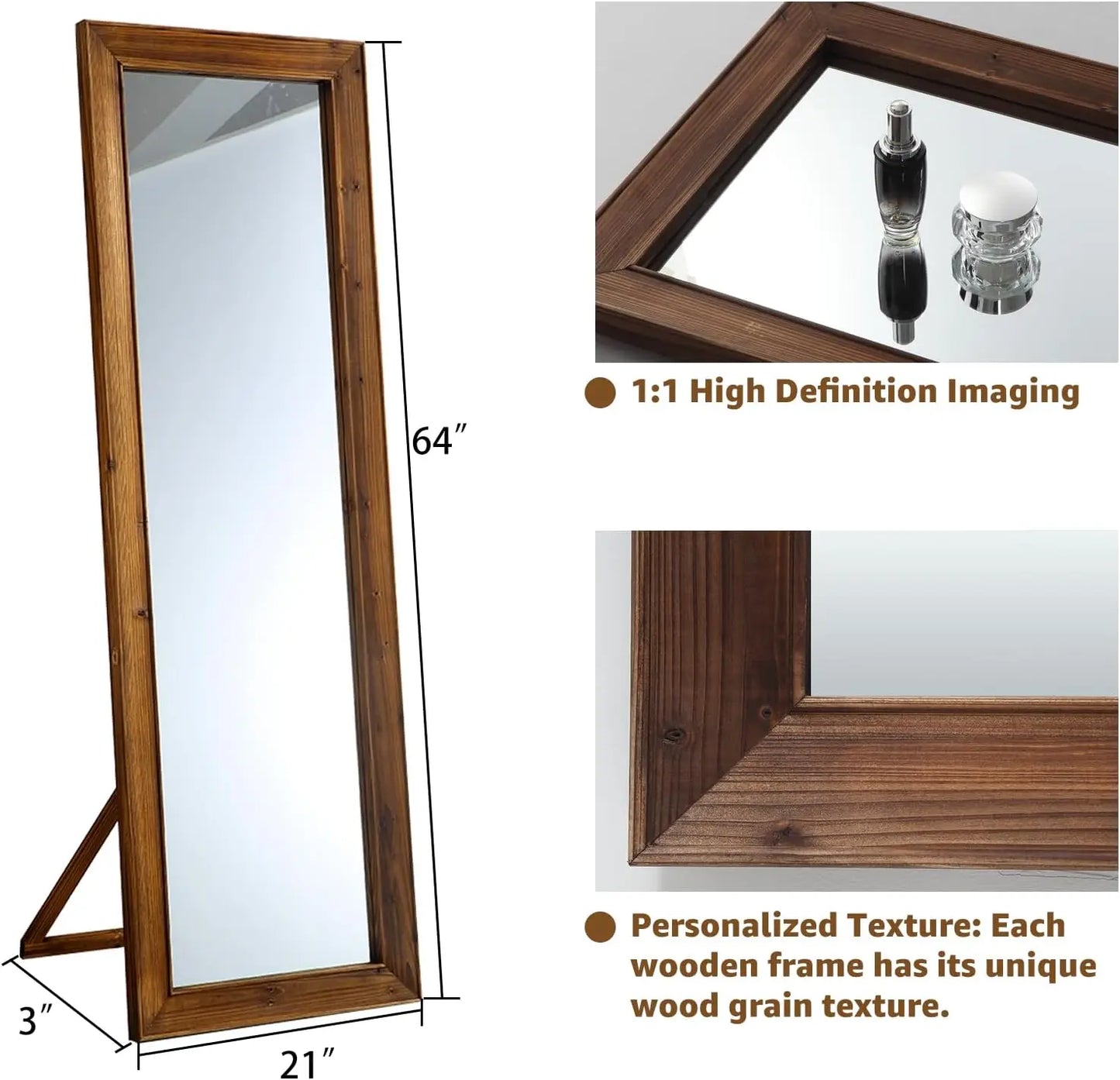 Rustic Wood Frame Full Length Mirror