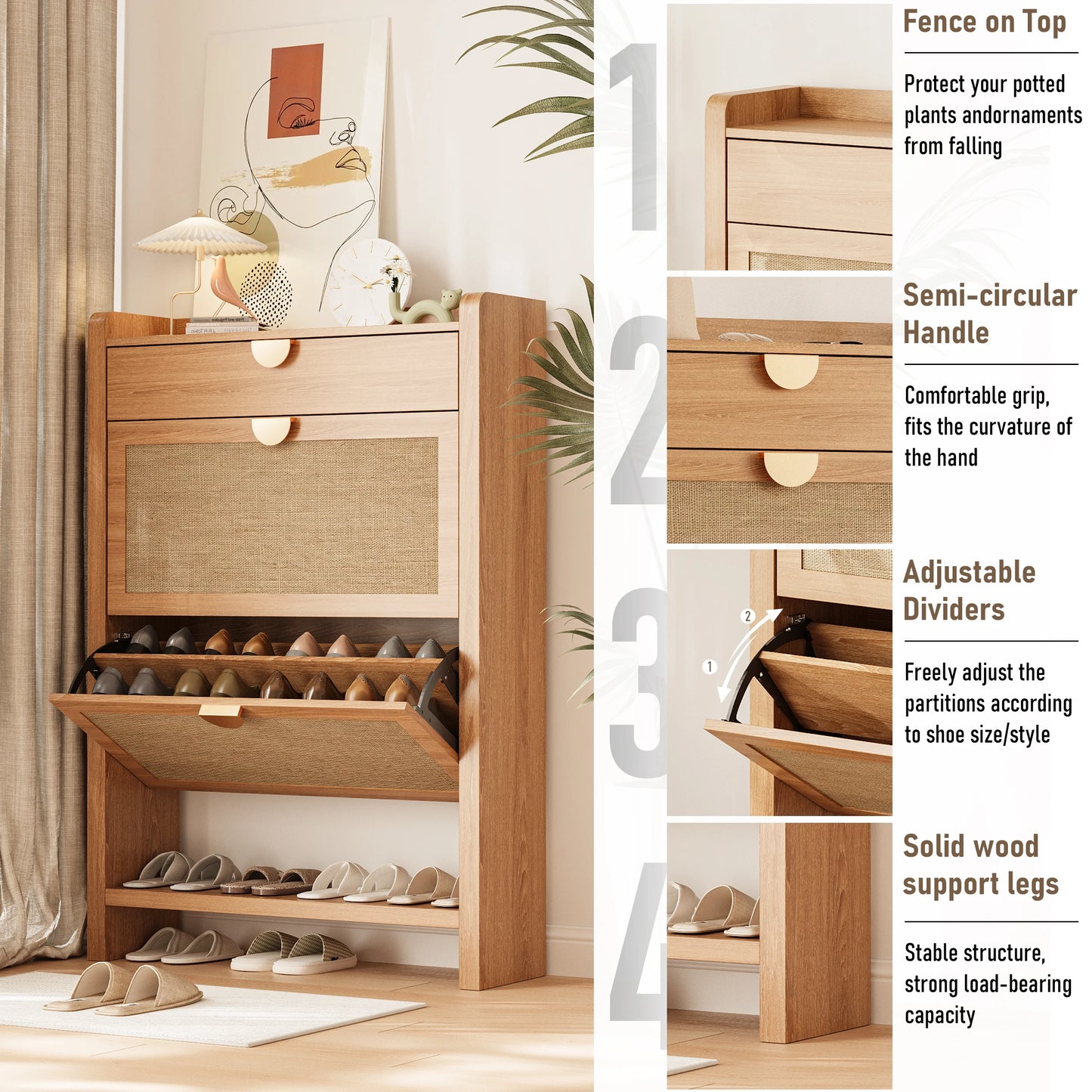 Shoe Cabinet with 2 Flip Drawers