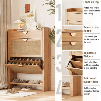Shoe Cabinet with 2 Flip Drawers