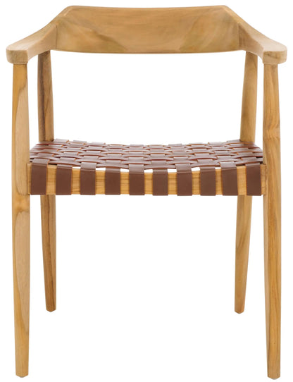 Walnut Solid Wood Armchair Leather Seat