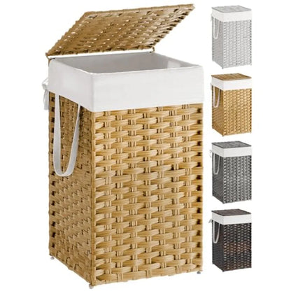 Rattan Clothes Laundry Basket with Lid and Handles