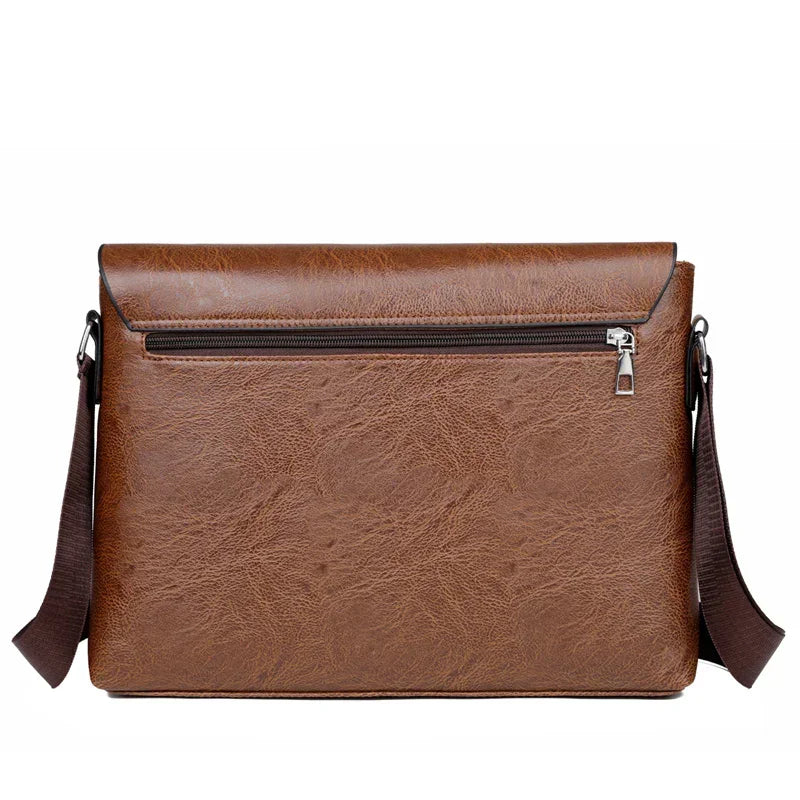 Men's Business Leather Shoulder Bag  Crossbody Handbag
