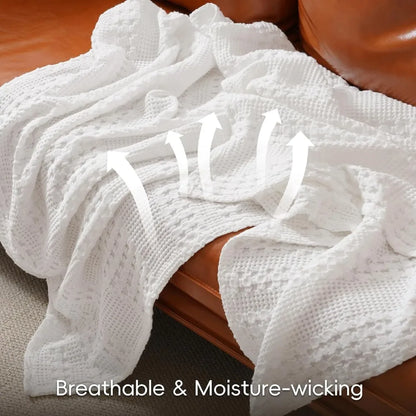 100% Cotton Waffle Weave Blanket King Size for Bed