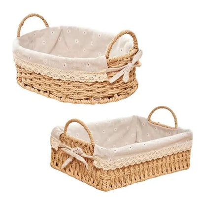 Woven Storage Baskets Kitchen Organizer with Handles