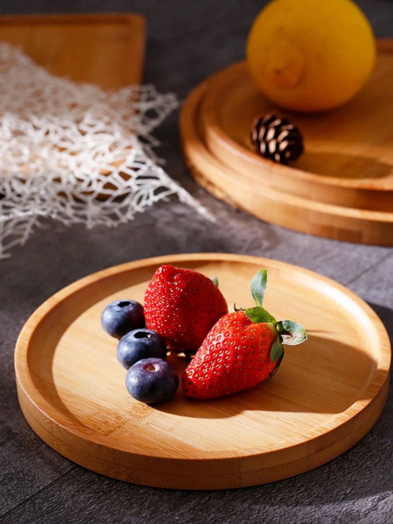 1pc Round Bamboo Food Tray