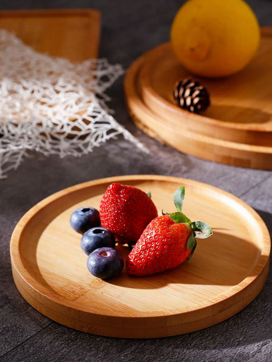 1pc Round Bamboo Food Tray