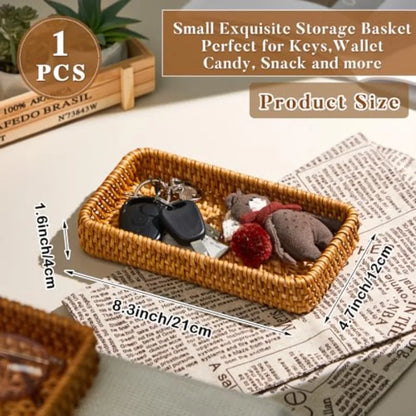 Small Basket for Entryway Rattan Tray Organizer