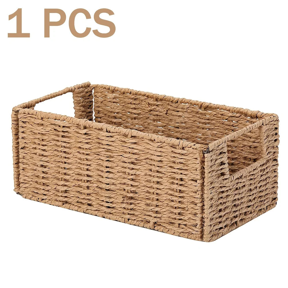 1/2/4 Pack Boho Style Paper Rope Storage Baskets