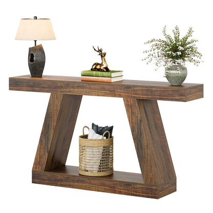 55-Inch Rustic Console Sofa Table with Storage