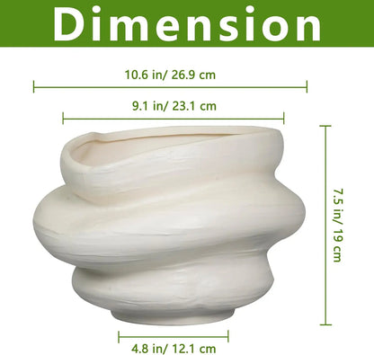 Large White Ceramic Plant Pot with Drainage