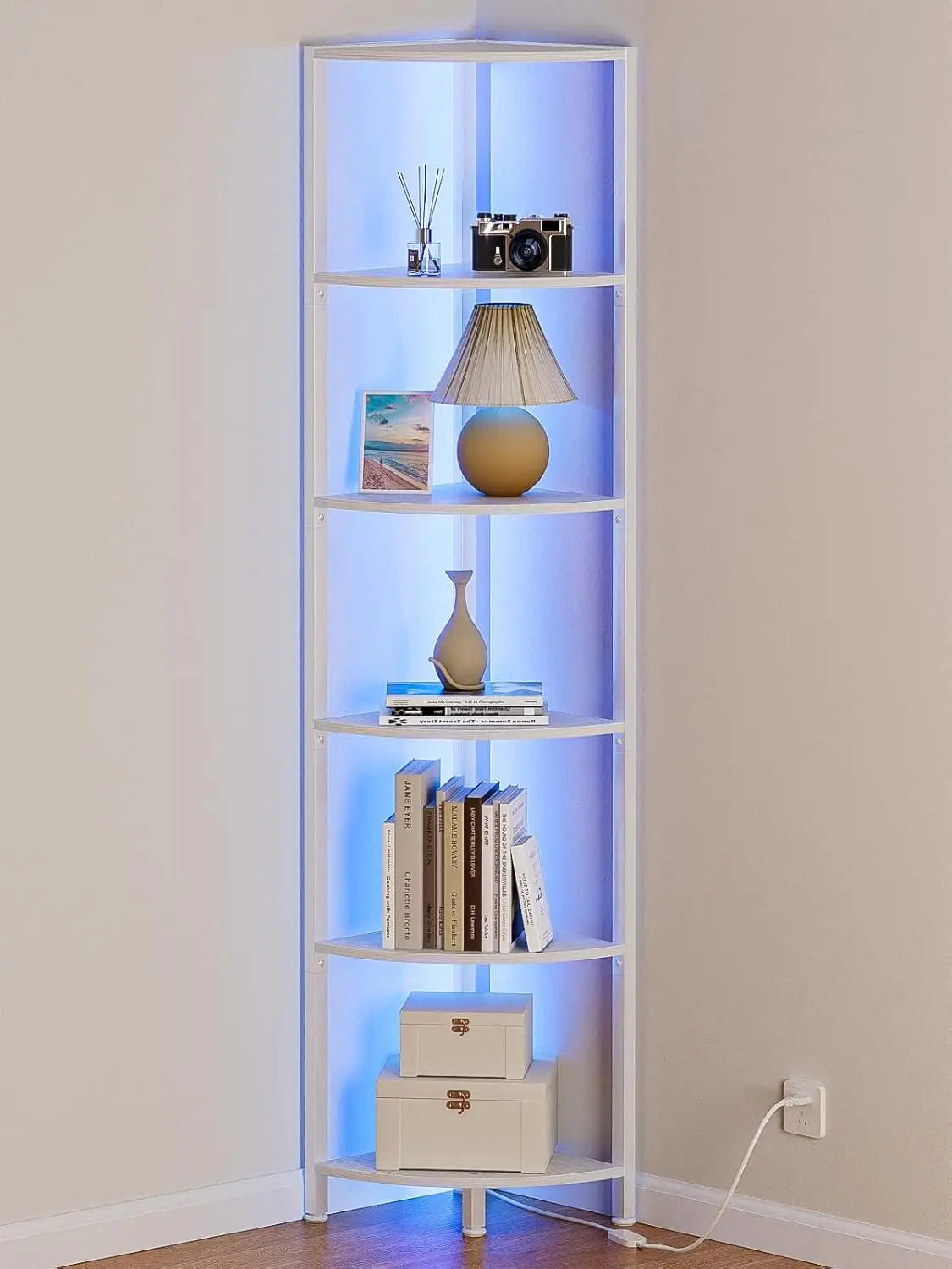 6 Tier Corner Shelf with LED Light