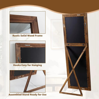 Rustic Wood Frame Full Length Mirror