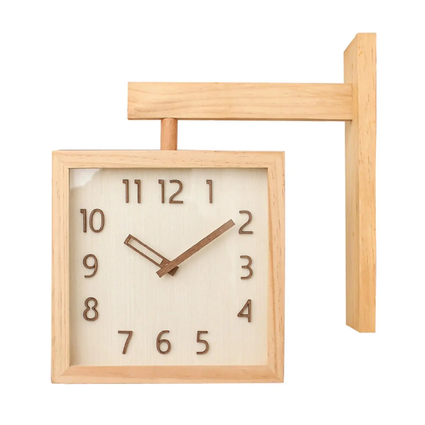 Square Wooden Double Sided Silent Wall Clock