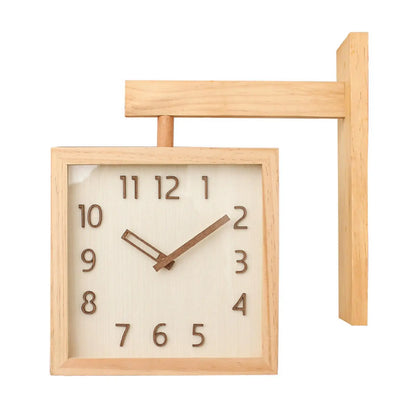 Square Wooden Double Sided Silent Wall Clock