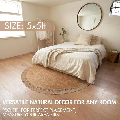 5x5 ft Round Jute Area Rug